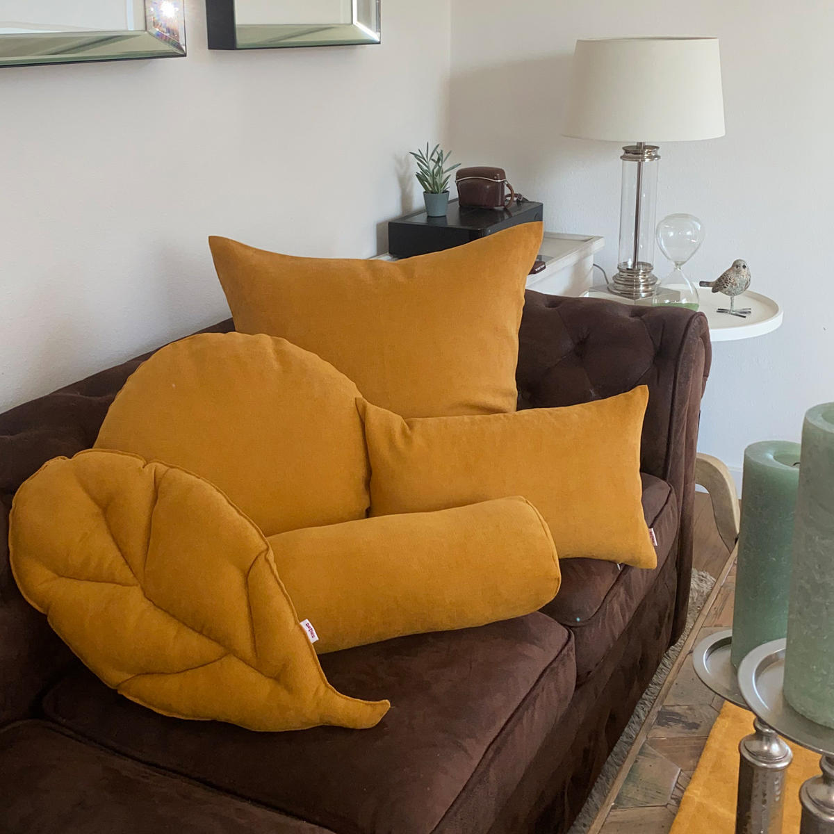 XL-NACKENROLLENHÜLLE FarbTon Chenille-Haptik curry-gelb 70/25 cm - Currygelb, Textil (25/70cm) - beties Heimtextil