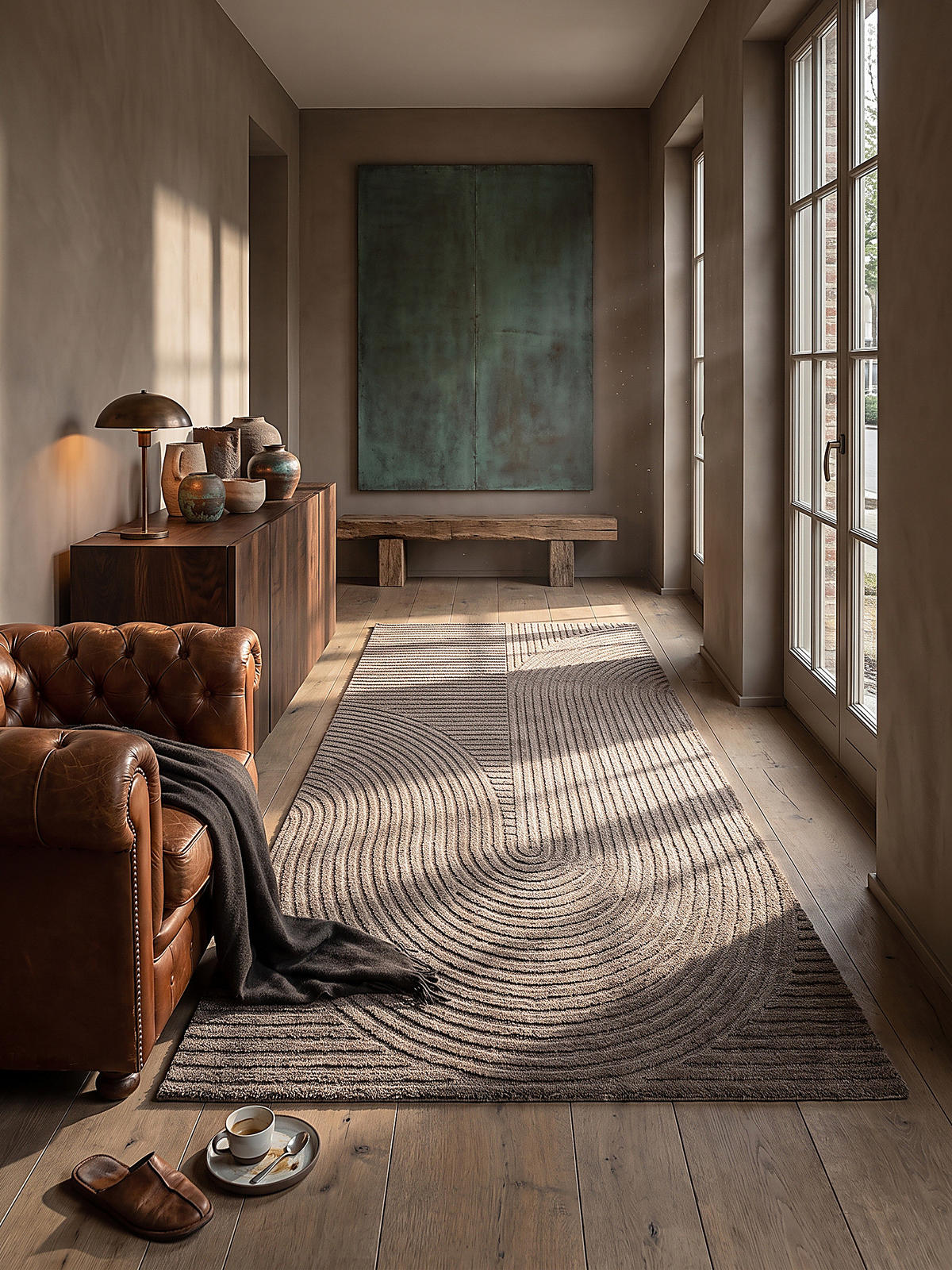 LÄUFER CETINA Geometrisch Polypropylen-Polyester Braun 80 x 300 cm - Braun, Textil (80/300cm) - KADIMA DESIGN