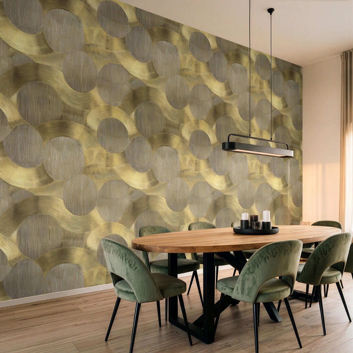 TAPETE - Modern - Geometrisch - Gold - 450x300 cm - Goldfarben, Papier (450/300cm) - OnlyWow