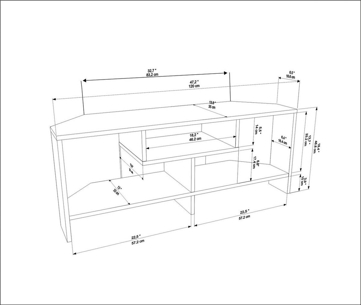 TV-LOWBOARD Maldiv - Weiß, Holzwerkstoff (114.44/47/35cm) - Decorotika