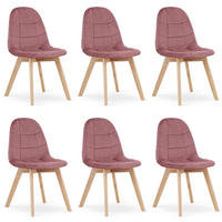 STUHL SORANO 6-er Set, Rosa, mit Samtstoff gepolstert - Rosa, Holz/Textil (45/82/54cm) - Komodee