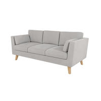 3-SITZER-SOFA Mario Silber Microfaser - Hellbraun/Silberfarben, Holz/Buchenholz (206/90/89cm) - S-Style Möbel