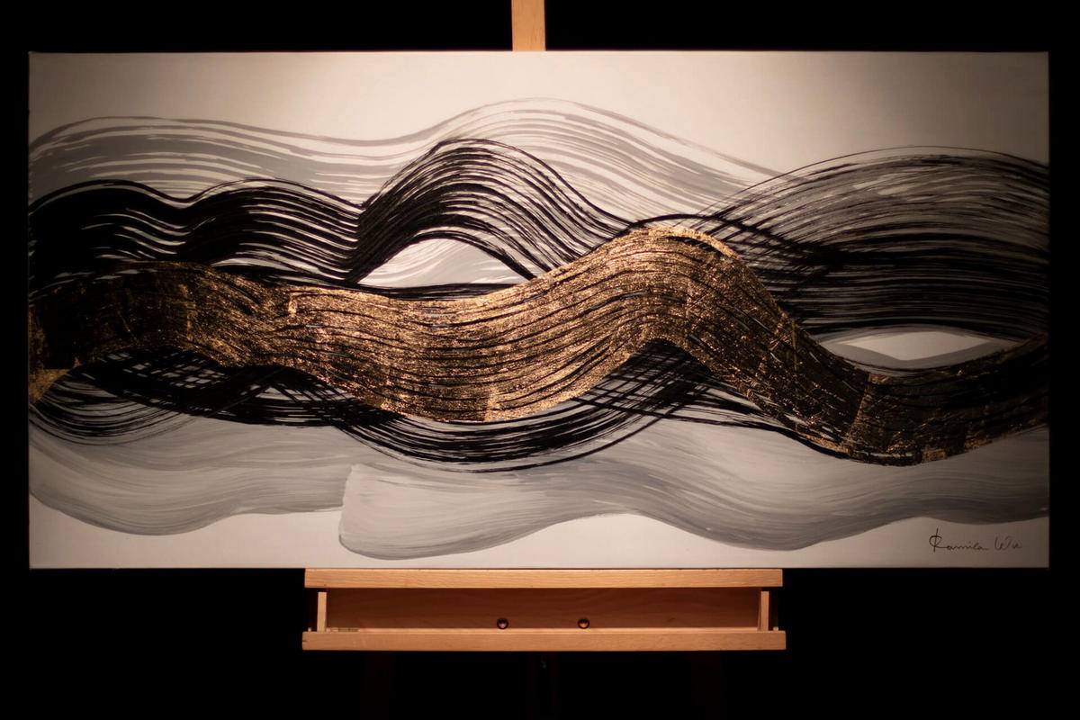 ACRYLBILD HANDGEMALT 120/60 cm - Schwarz/Weiß, Holz/Textil (1.6/60cm) - KUNSTLOFT