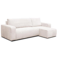 ECKSOFA LUNA mit Schlaffunktion und Bettkasten Cord-Stofff (Beige) - Beige, Textil (244/142cm) - VENASI MÖBEL
