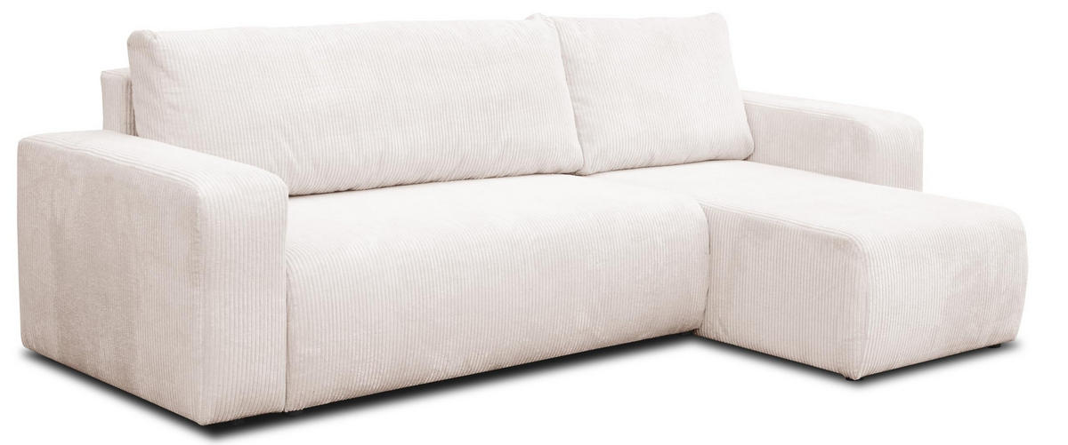 ECKSOFA LUNA mit Schlaffunktion und Bettkasten Cord-Stofff (Beige) - Beige, Textil (244/142cm) - VENASI MÖBEL
