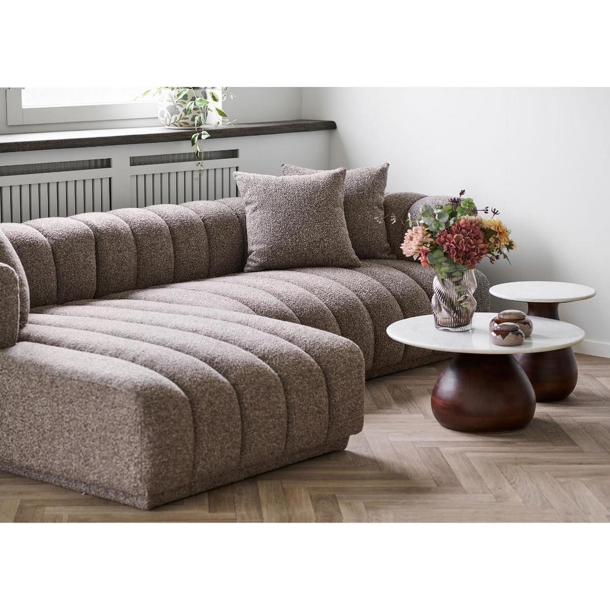 SOFA, Ingrid, Stühle Braun, Polyester, 160 x 293 x 68 cm - Braun, Textil (160/293cm) - ebuy24
