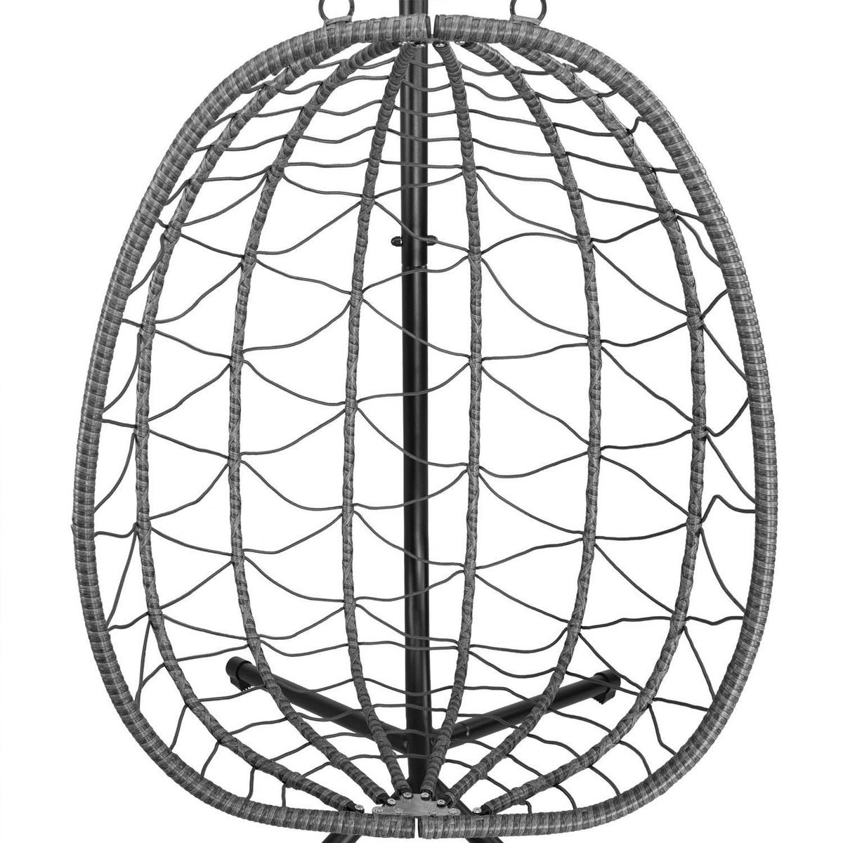 KORBHÄNGESESSEL Aria grau inkl. waschbare Bezüge - Grau, Kunststoff/Metall (95/196/95cm) - Juskys