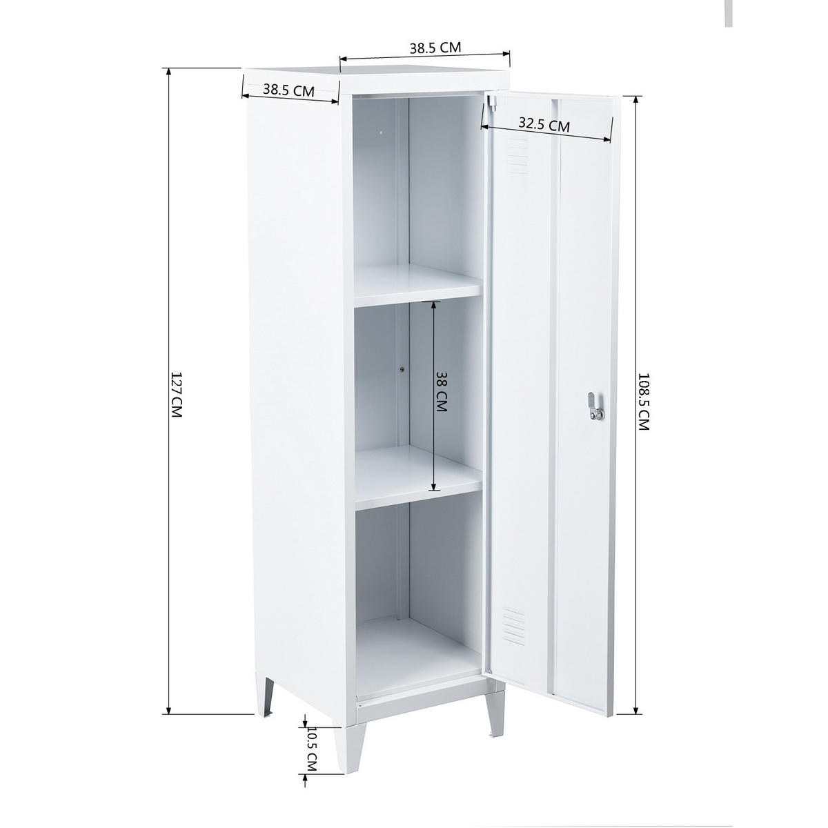 MEHRZWECKSCHRANK Metall weiß - Weiß, Metall (38/138/39cm) - Urban Meuble