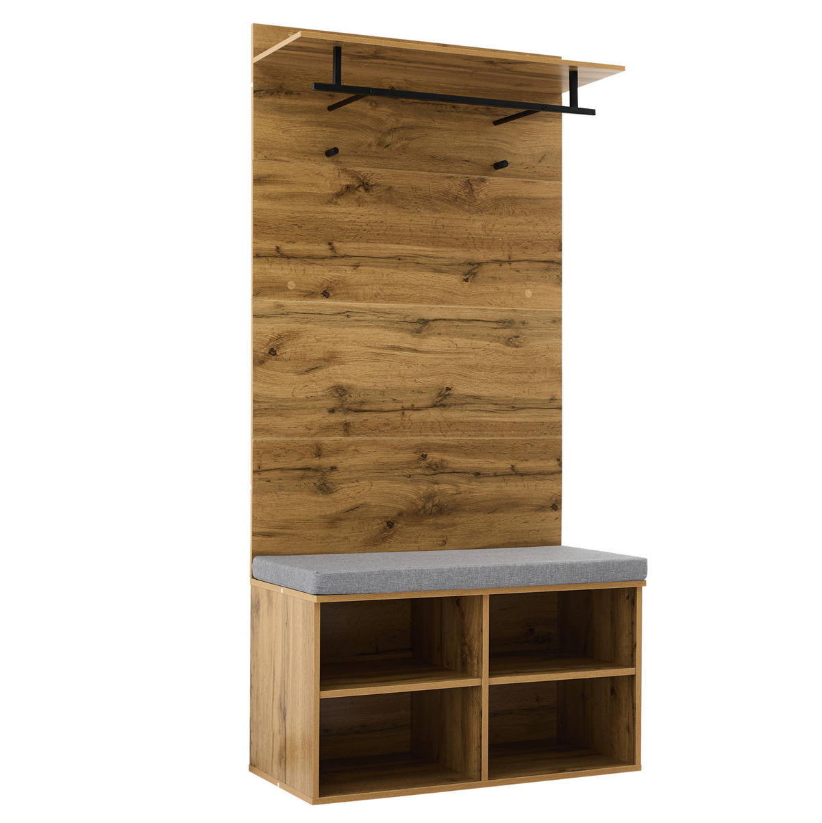 GARDEROBENSET mit Schuhbank 84 x 35 x 175 cm Holzoptik Eiche - Braun, Holzwerkstoff (37/175/84cm) - Beauniv
