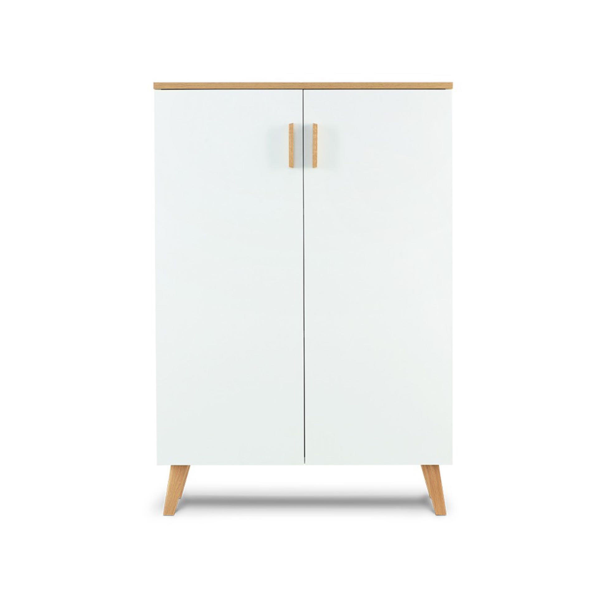 TÜRKOMMODE FRISK 2 Türen, weiß - Eichefarben/Weiß, Eichenholz/Holzwerkstoff (80/117/46cm) - KONSIMO®