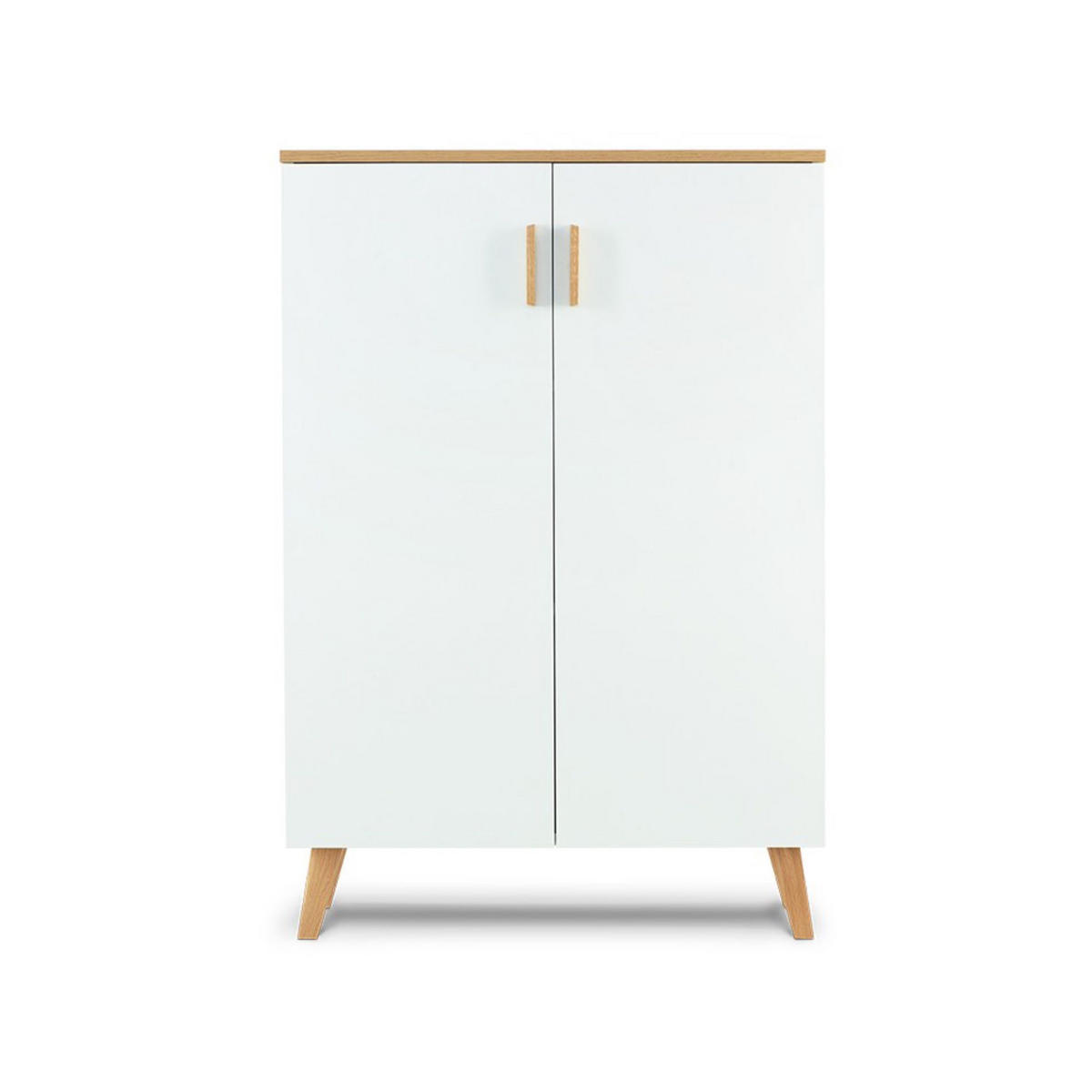 TÜRKOMMODE FRISK 2 Türen, weiß - Eichefarben/Weiß, Eichenholz/Holzwerkstoff (80/117/46cm) - KONSIMO®