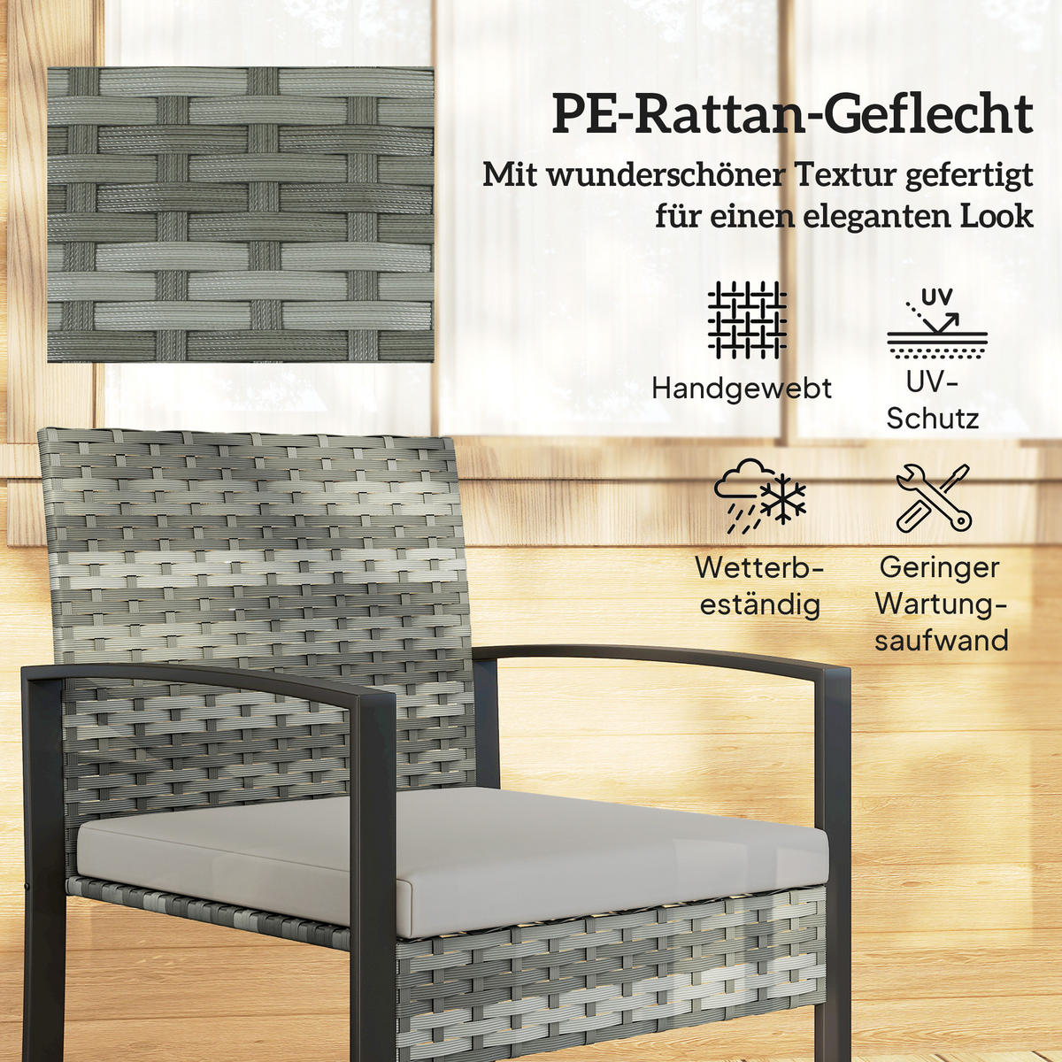 BISTROSET 3-teilig DE-06776 mit Couchtisch Hellgrau - Hellgrau, Kunststoff/Metall - ComfortXL