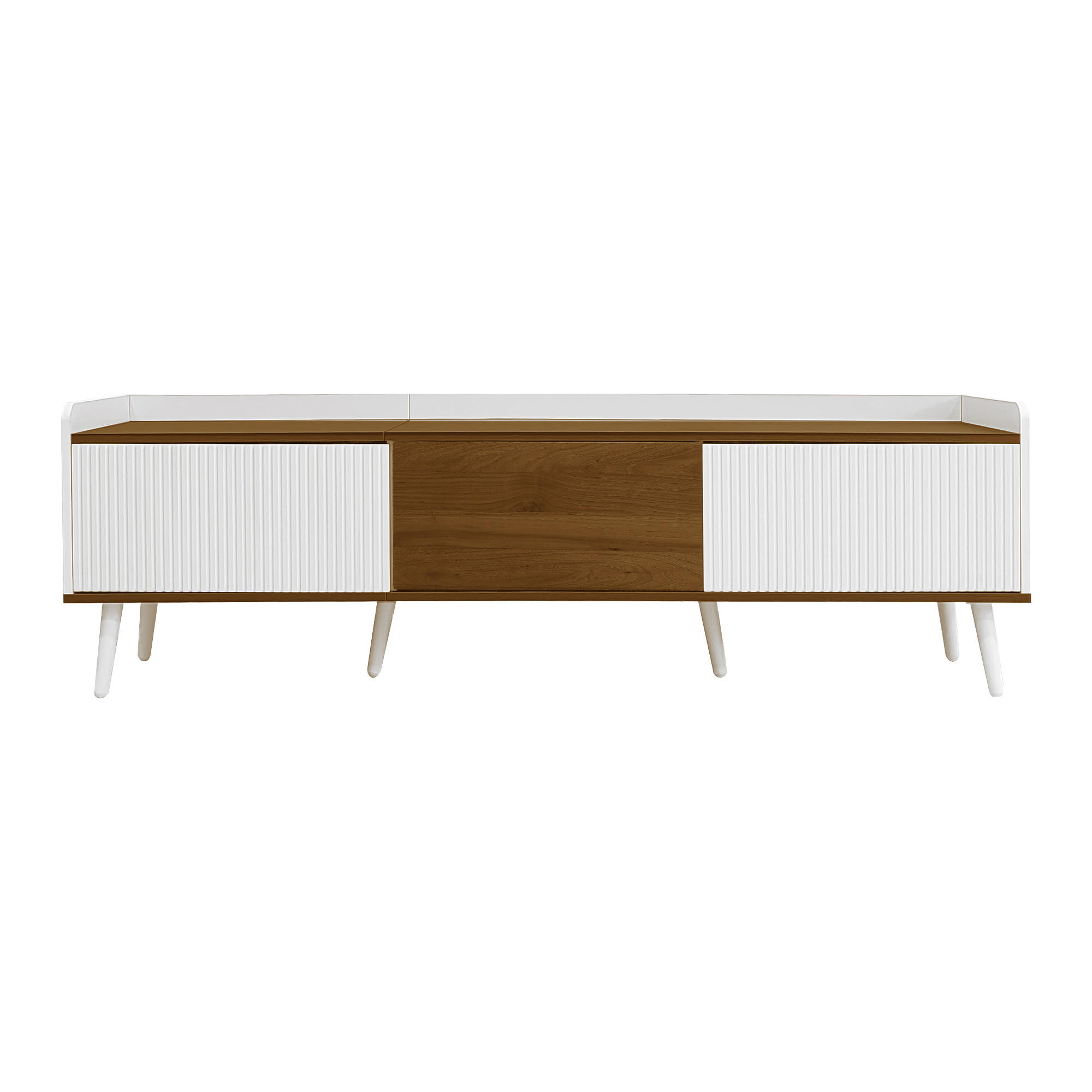 TV-LOWBOARD Natur-Weiß 160/39/49.5 cm - Naturfarben, Holzwerkstoff (160/49.5/39cm) - PANGIVO