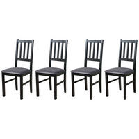 STUHL Bos 4 (4er Set) - Schwarz/Grau, Holz (43/94/40cm) - Leaf Design