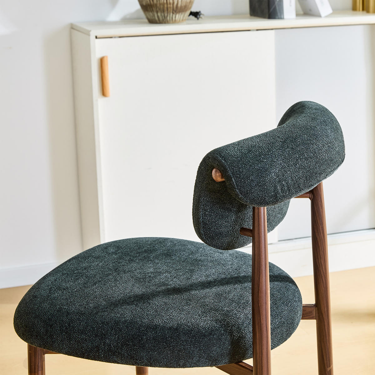 ESSZIMMERSTUHL 2ER-SET aus Leinenstoff in Schwarz, ohne Armlehnen mit gebogener Rückenlehne - Schwarz, Textil (48/83/58.5cm) - Urban Meuble