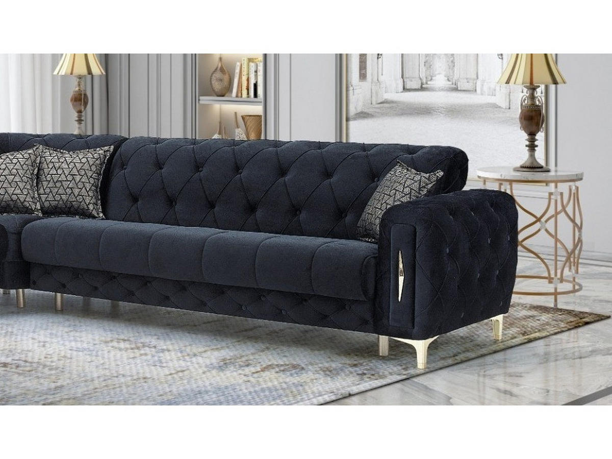 ECKSCHLAFSOFA Patna Schwarz - Langer Schenkel Rechts - Schwarz, Holzwerkstoff/Kunststoff (245/315cm) - Villa Möbel