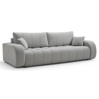 SOFA Hellgrau ALOO Ausziehbar Bezogen Mit Bouclé Stoff Und Dekokissen - Grau, Textil (248/88/105cm) - Sepro Meble