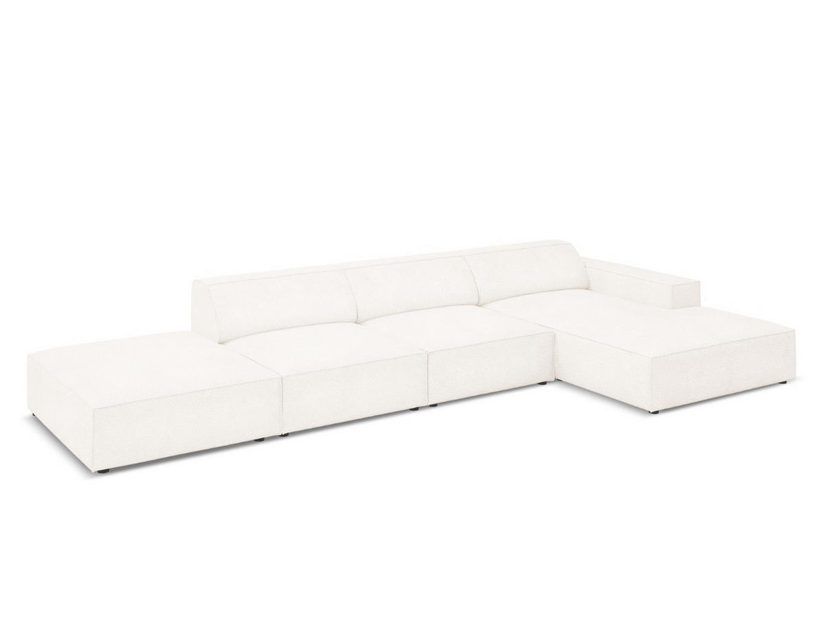 ECKSOFA rechts Jodie aus Boucle beige 5 Sitzplätze - Beige, Textil (166/341cm) - Micadoni