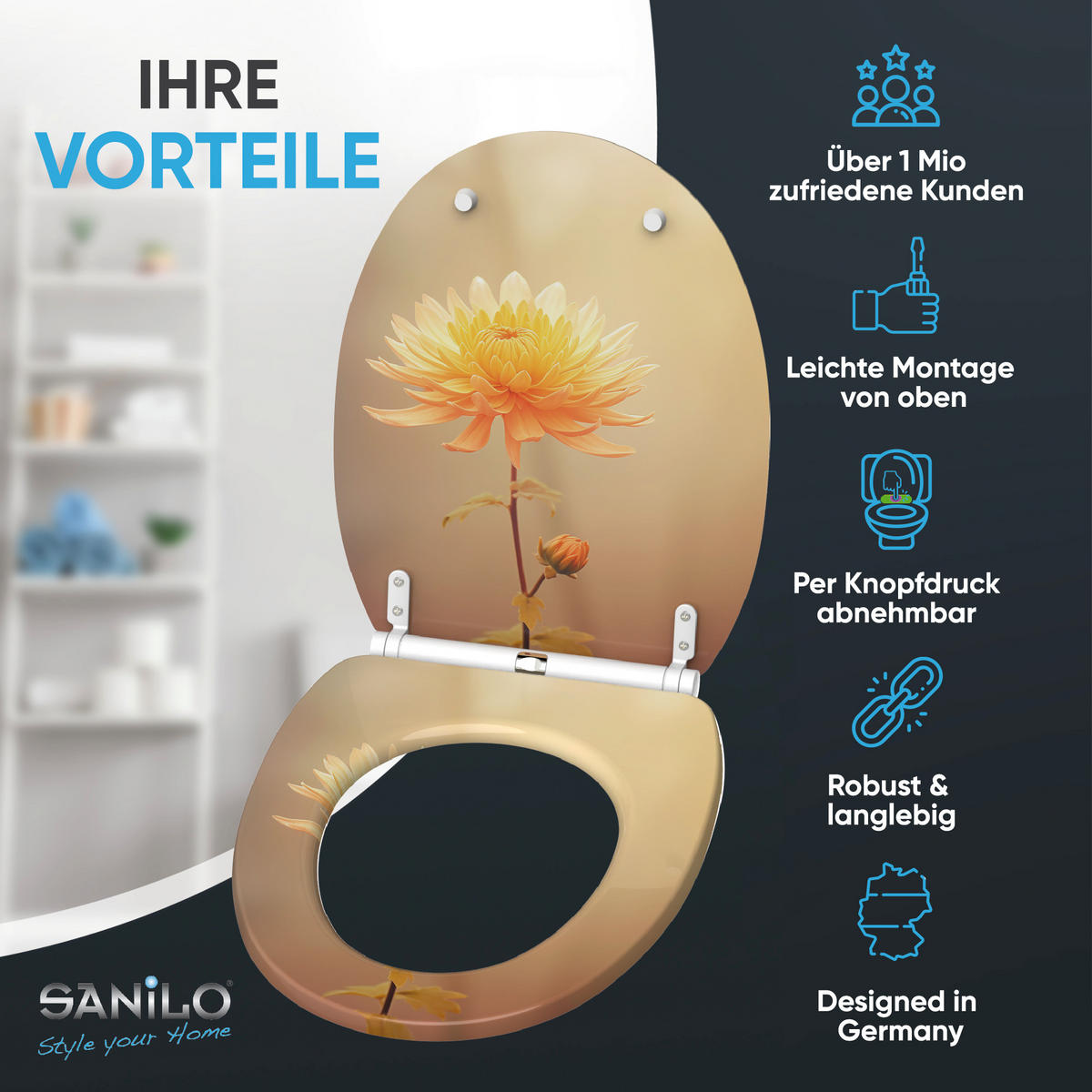 WC-SITZ mit Absenkautomatik & Top Fix Mum - Orange, Holzwerkstoff (37.7/5.5/48cm) - Sanilo