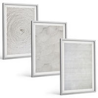 BILDER SET 3er Set - 40x60 cm Silberner Rahmen - Geometrische Kartonmuster - Silberfarben, Kunststoff (40/60cm) - TULUP