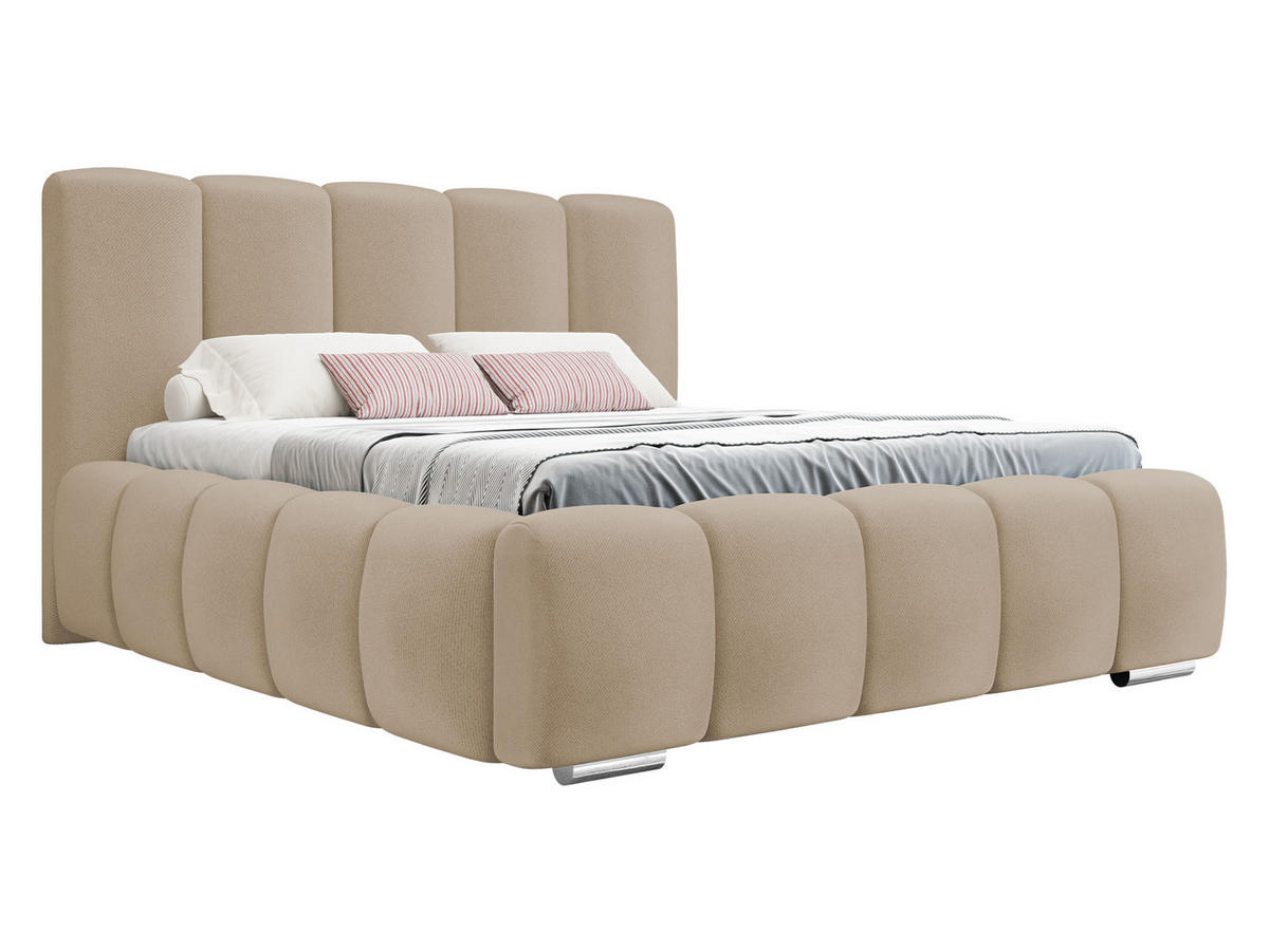 POLSTERBETT Wizko - Chromfarben/Beige, Holz/Holzwerkstoff (160/200cm) - MIRJAN24