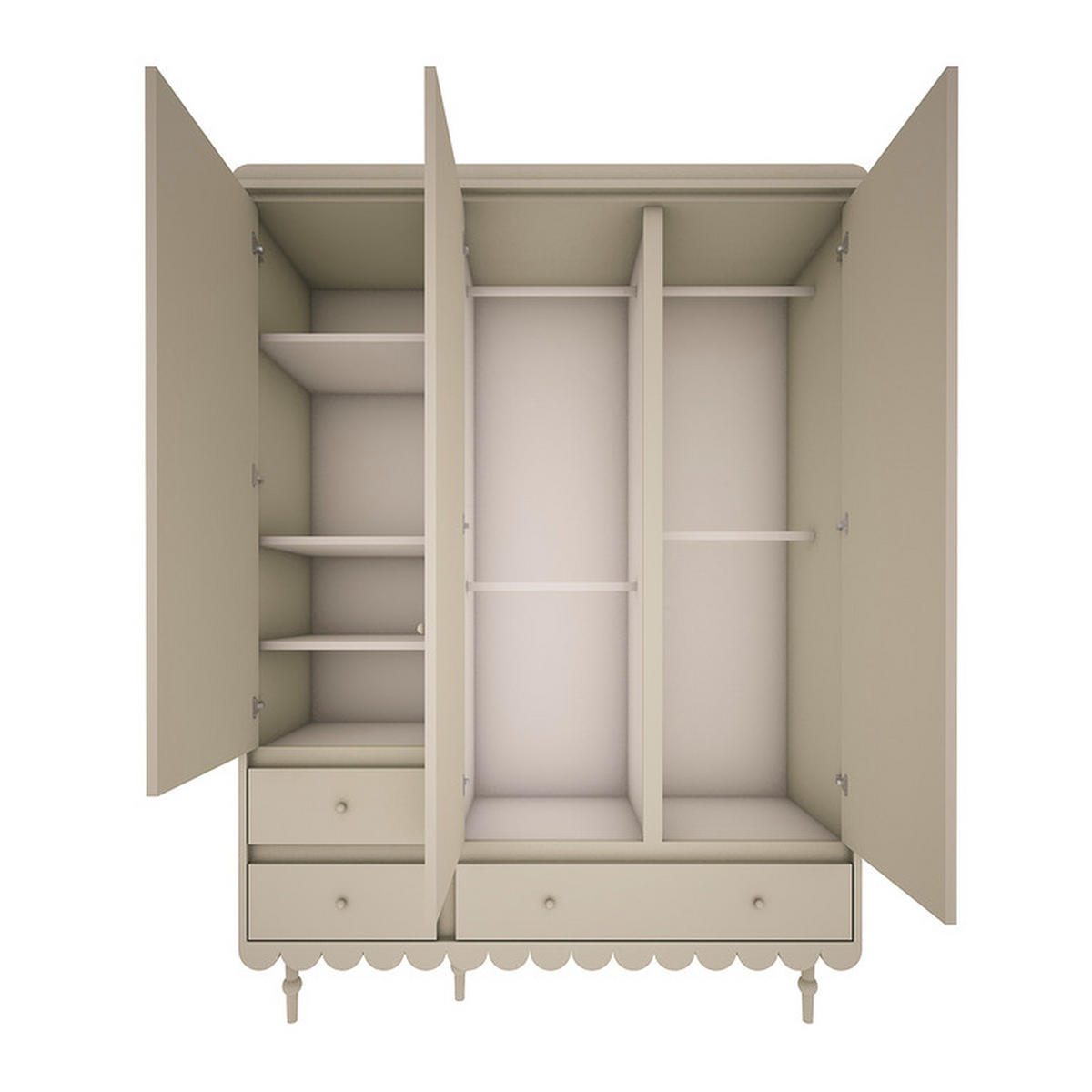 SKŘÍŇ 3DVEŘOVÁ Babushka Olive - zelená barva, kompozitní dřevo (154/203/50cm) - Petits-meubles