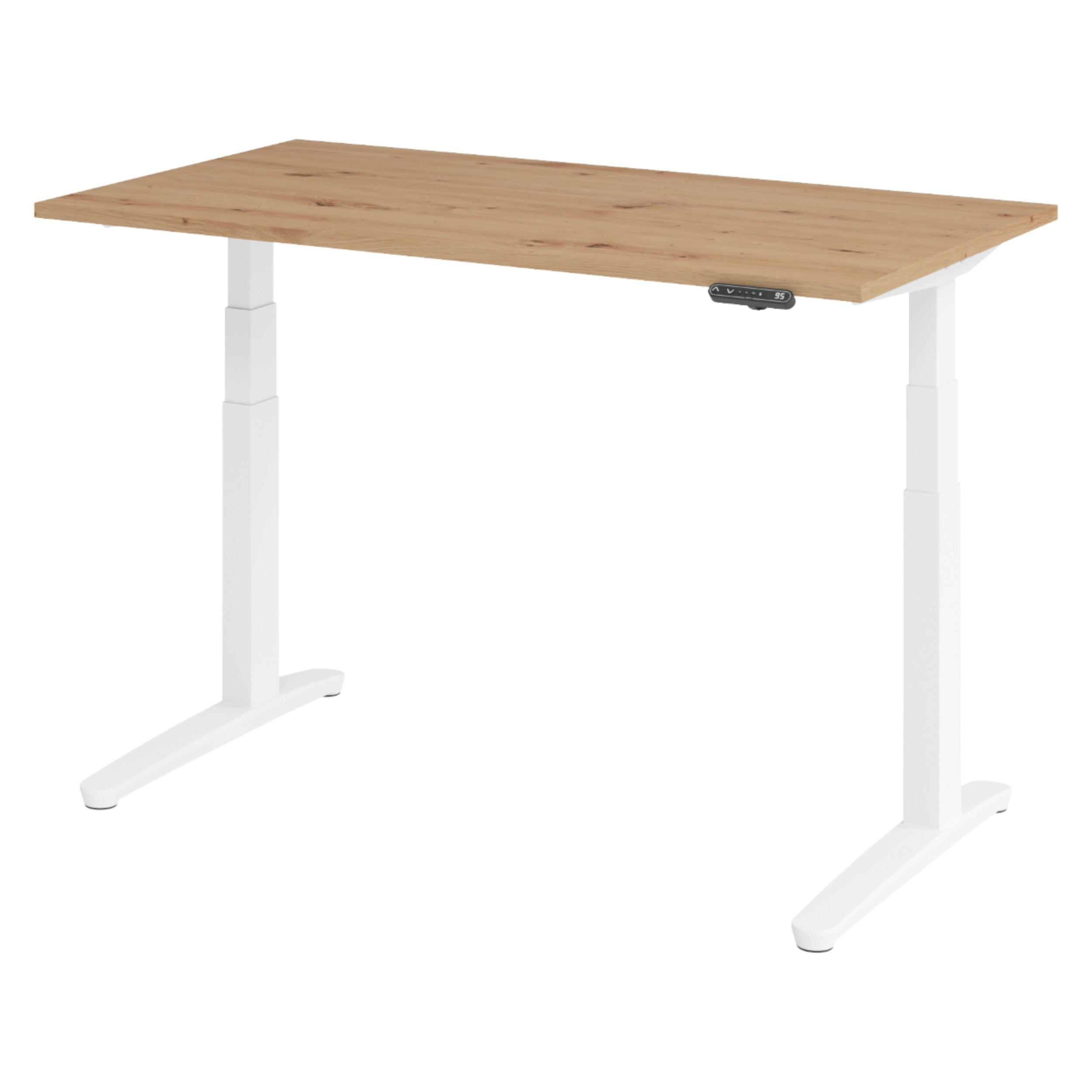 SCHREIBTISCH elektrisch XBHM 80/140/74 cm in Wildeiche/Weiß - Wildeiche/Weiß, Holzwerkstoff (80/140/74cm) - bümö