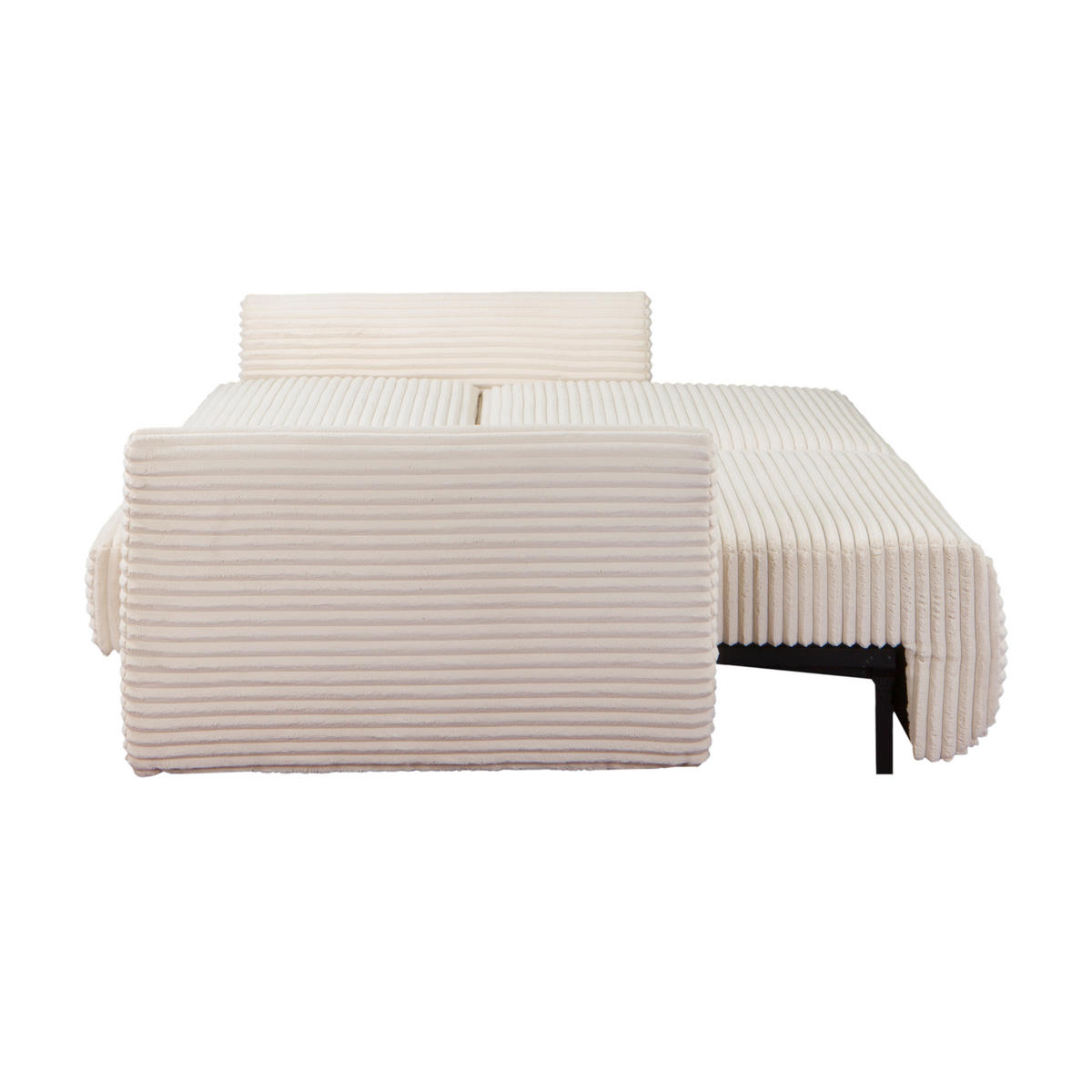 BETTSOFA ILANO Creme Kordstoff mit Schlaffunktion - Creme, Textil (108/92/240cm) - MASSENO