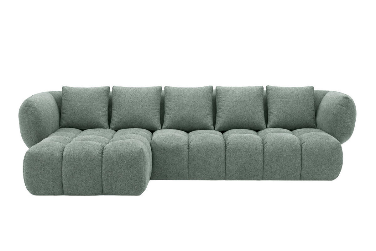 ROHOVÁ SEDAČKA ve tvaru L, žinylková tkanina Puente, Mátová, Levá strana, SEVIO L - mátově zelená, dřevo (242/175cm) - Kaiser Möbel