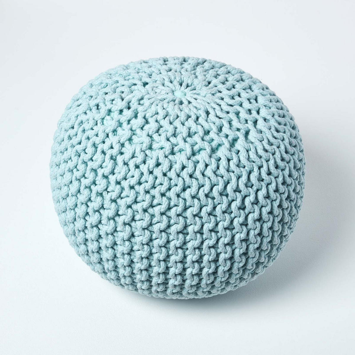 STRICK-POUF pastellblau, 40/40/35 cm - Hellblau, Textil (40/35/40cm) - Homescapes
