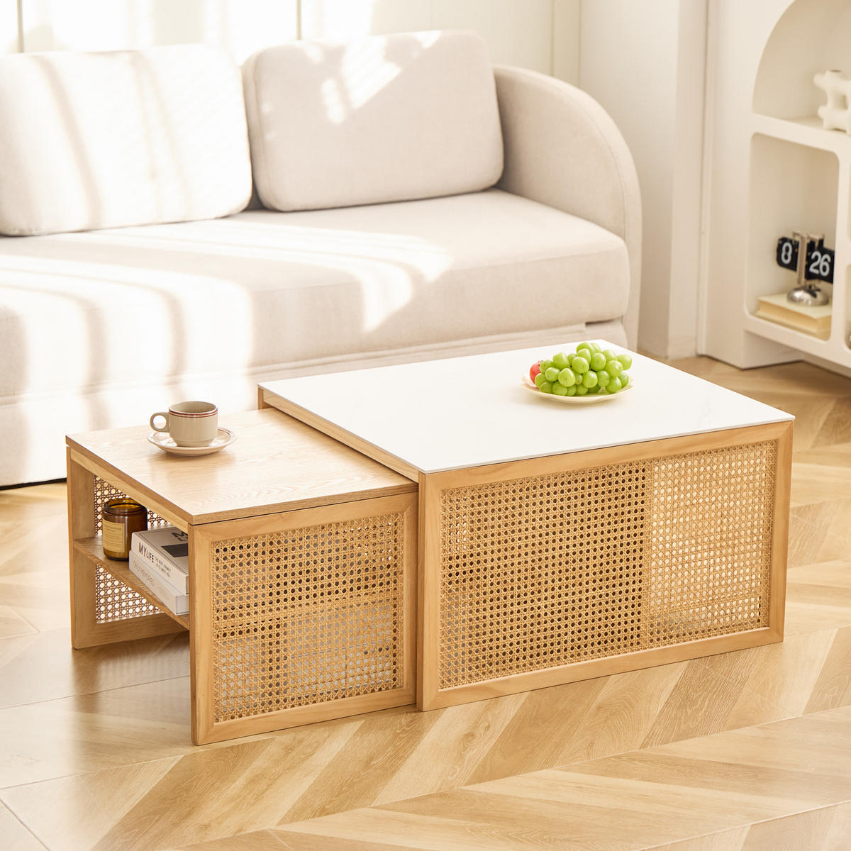 COUCHTISCH (2er Set) Rechteckig Braun 50 x 39 x 36 cm / 70 x 60 x 40 cm - Braun, Holz (60/70/40cm) - Nordlys