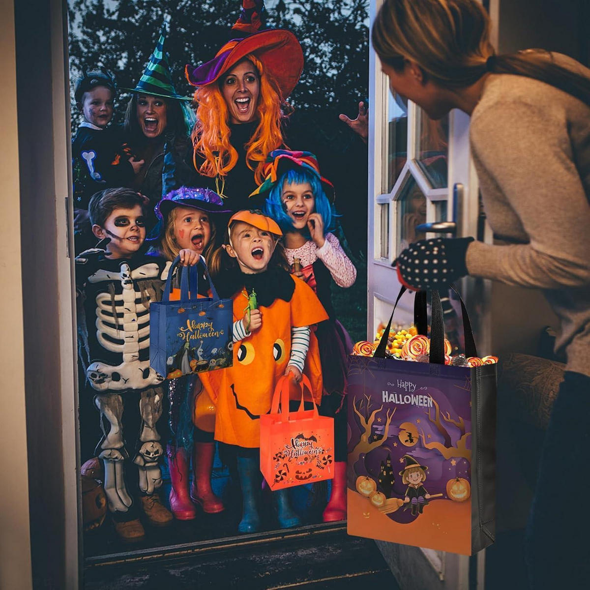 GESCHENKTÜTE Halloween 6-teiliges Set 38x30x10cm - Multicolor, Textil (30/10/43cm)