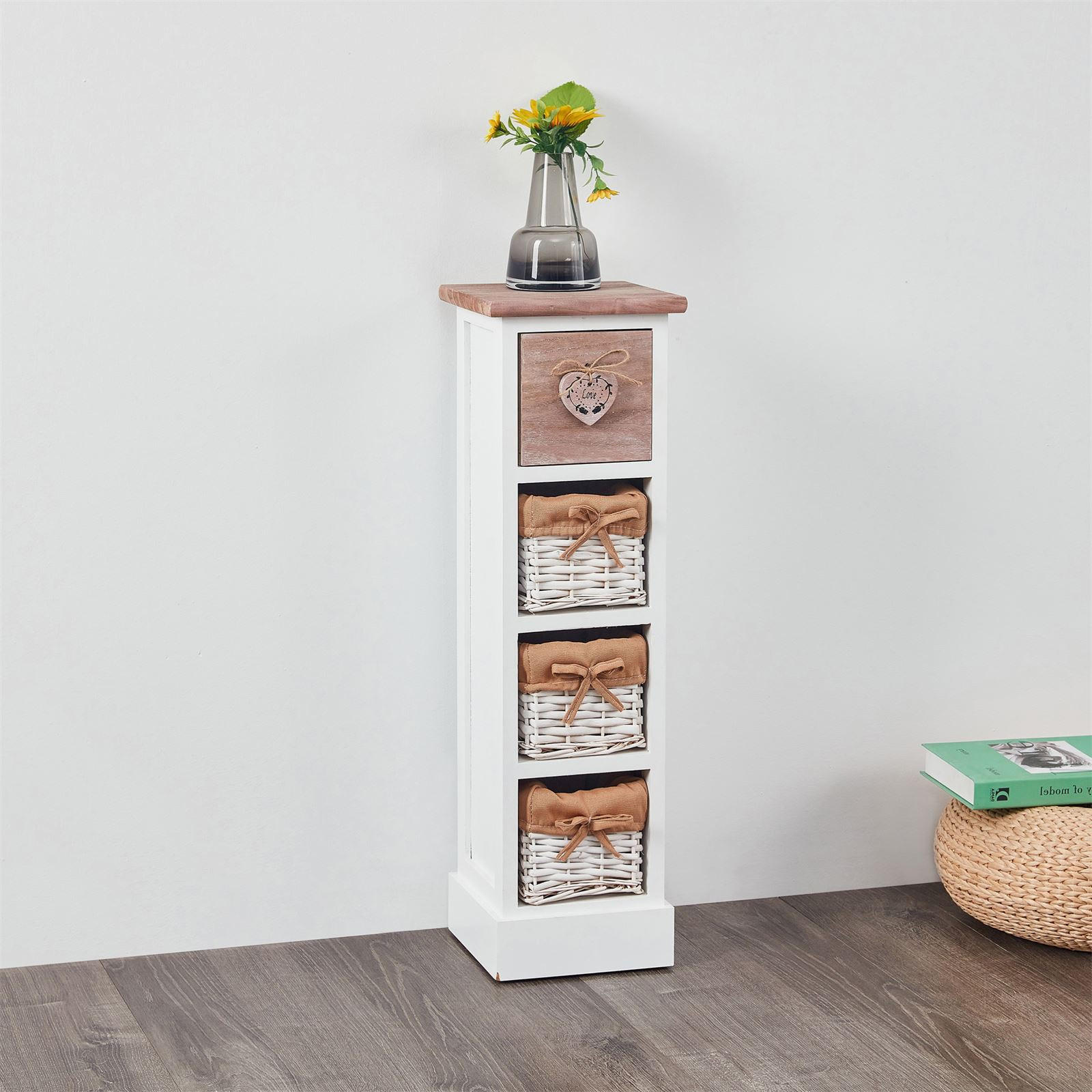 KOMMODE FLOWER - Weiß/Braun, Holz (21/70/21cm) - CARO-Möbel