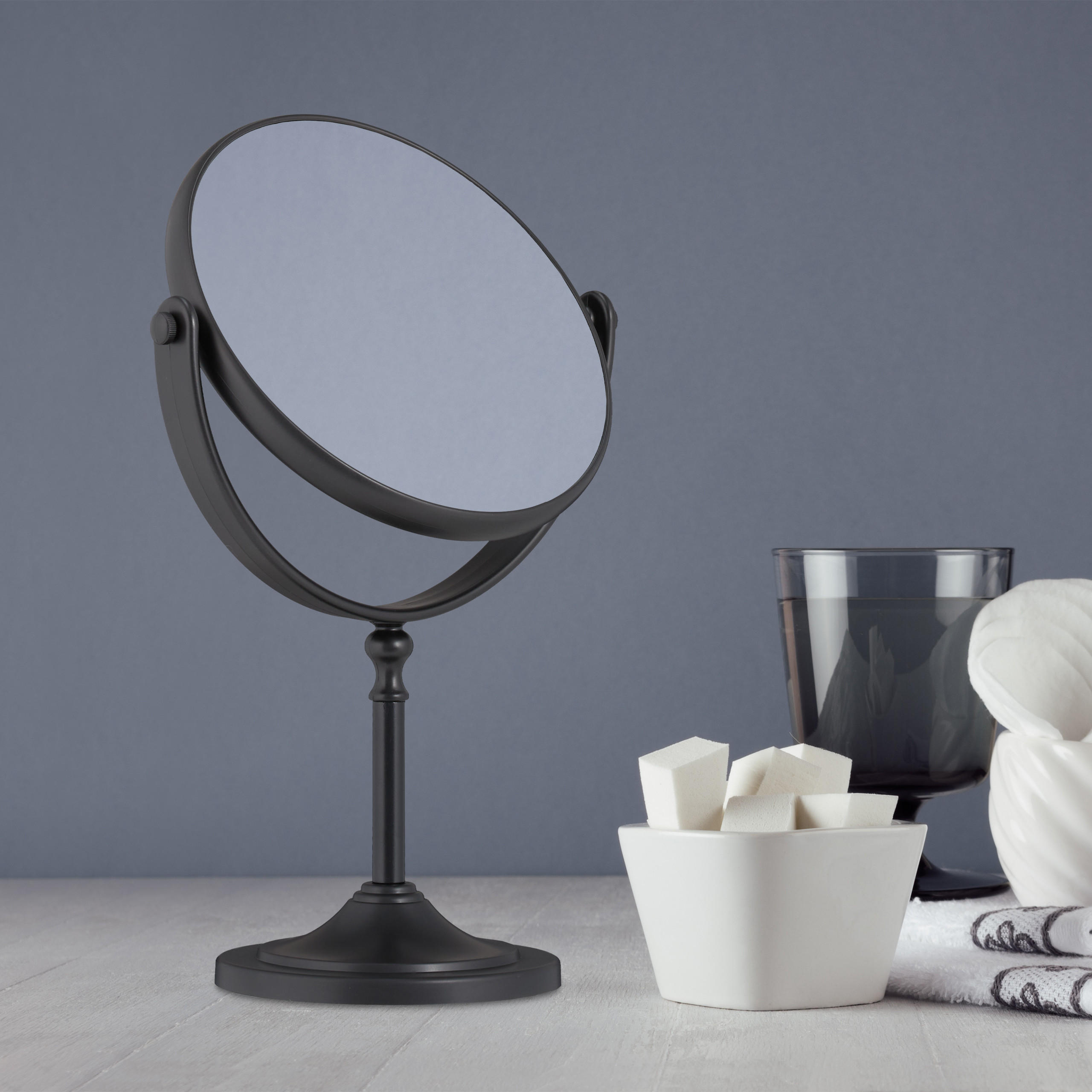 KOSMETIKSPIEGEL - Schwarz, Glas/Kunststoff (18/27.5/10.5cm) - Relaxdays