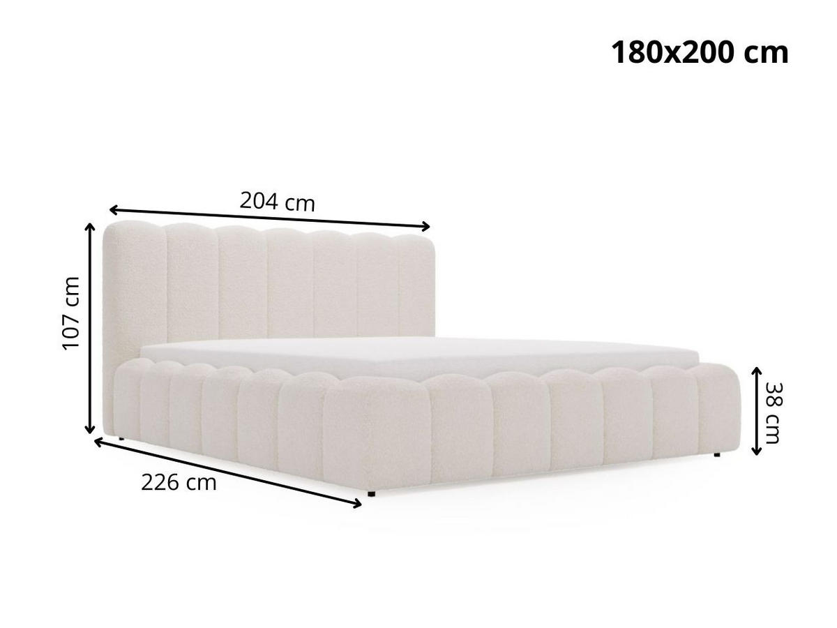 POLSTERBETT Smile 180x200 Bouclé-Stoff Creme - Creme, Textil (180/200cm) - Graingold