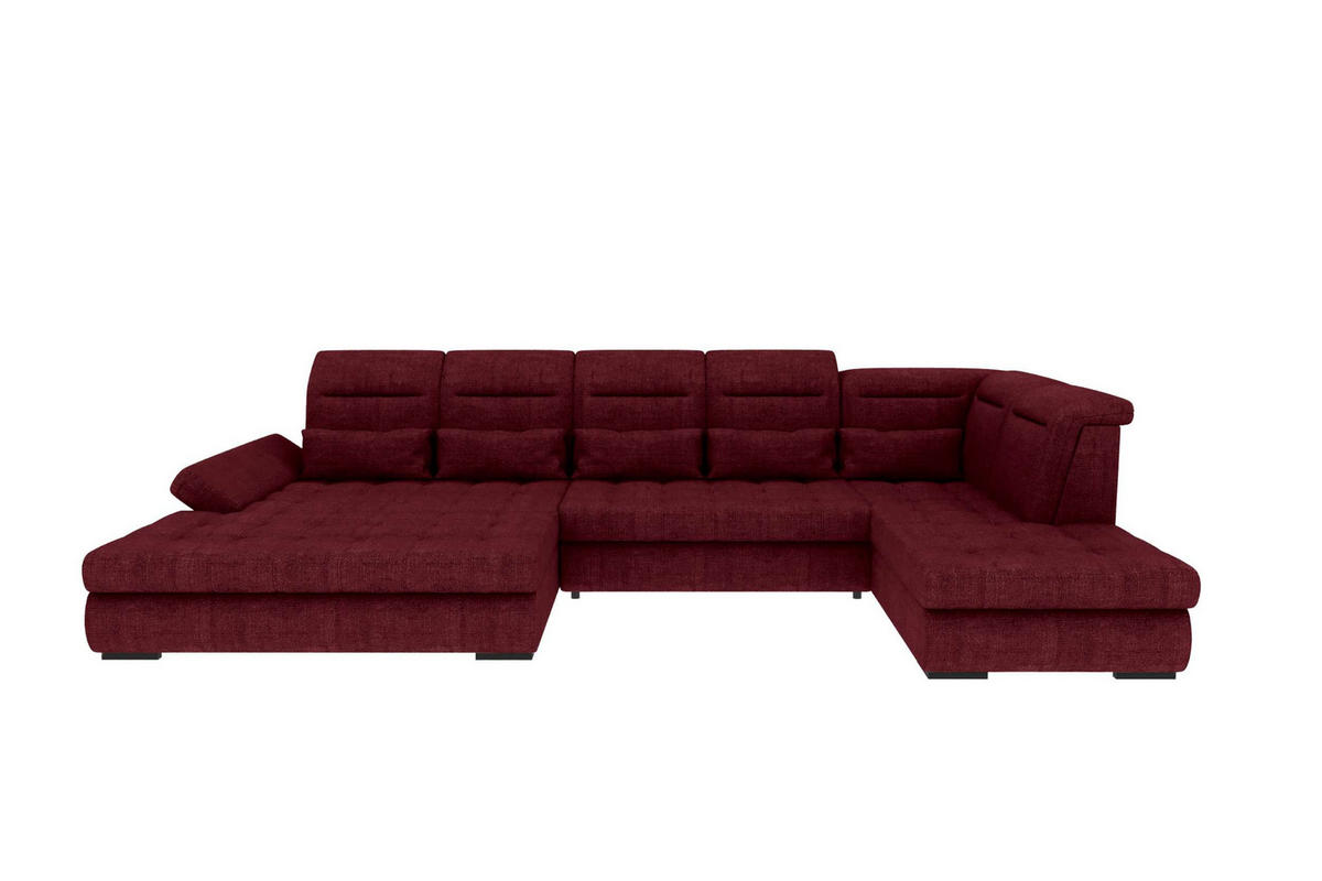 WOHNLANDSCHAFT Toscana Velours inkl. Schlaffunktion - Bordeaux, Textil (208/87/358cm) - 99rooms