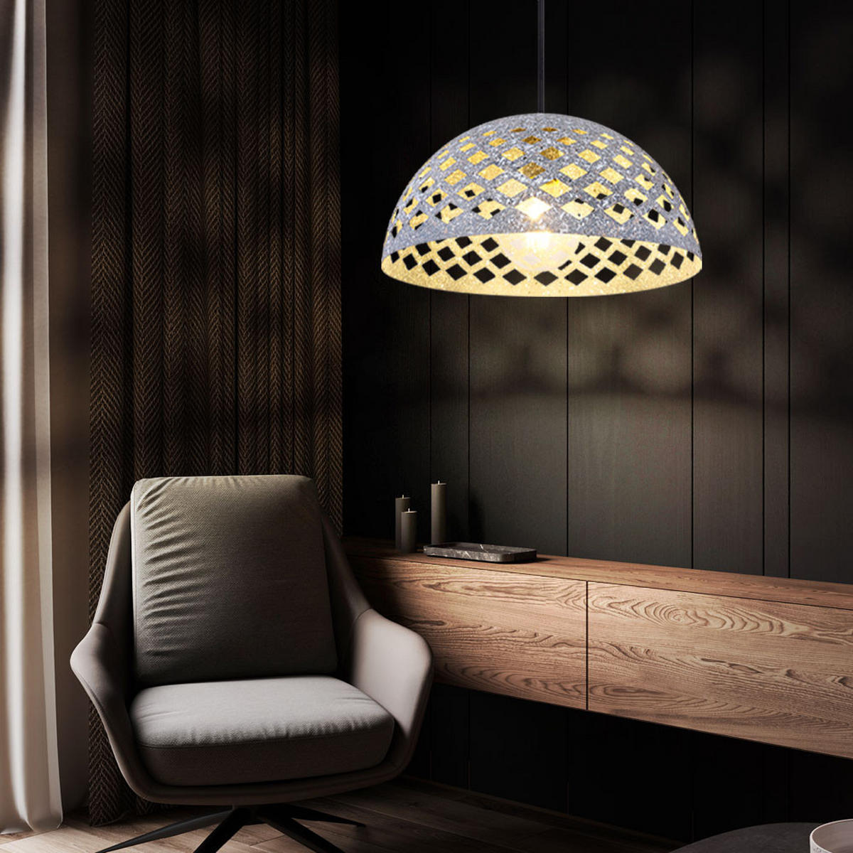 HÄNGELEUCHTE HOLLIE Metall Grau - Grau, Metall (35/35/120cm)