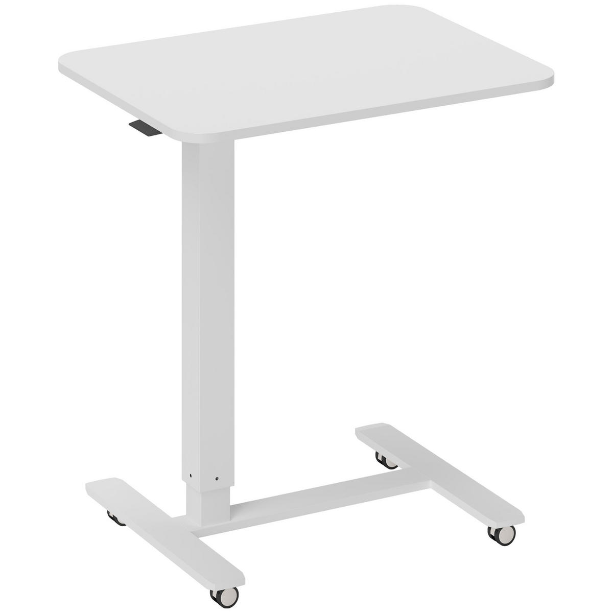 HÖHENVERSTELLBAR Steh-Sitz C-förmig Schreibtisch für Arbeitszimmer Weiß - Weiß, Holz (65/48/110cm) - HOMCOM