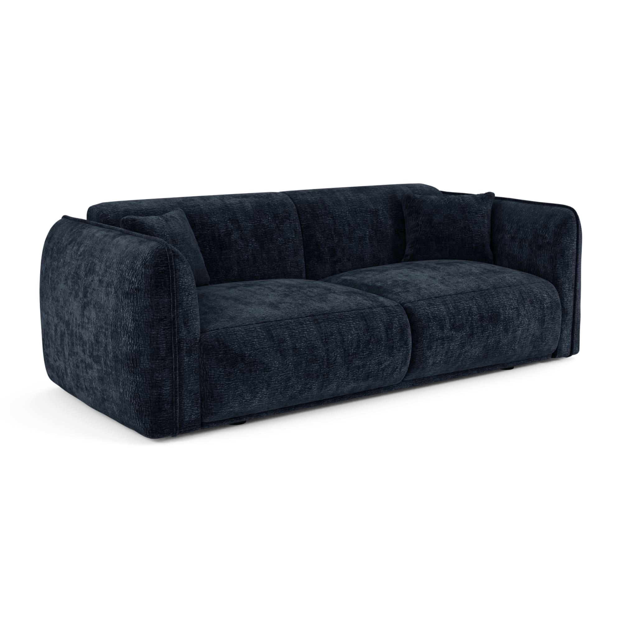SOFA LUSH Gemusterter Samt Mitternachtsblau 205cm - Blau/Dunkelblau, Textil (205/72.5/90cm) - Premium Interiors