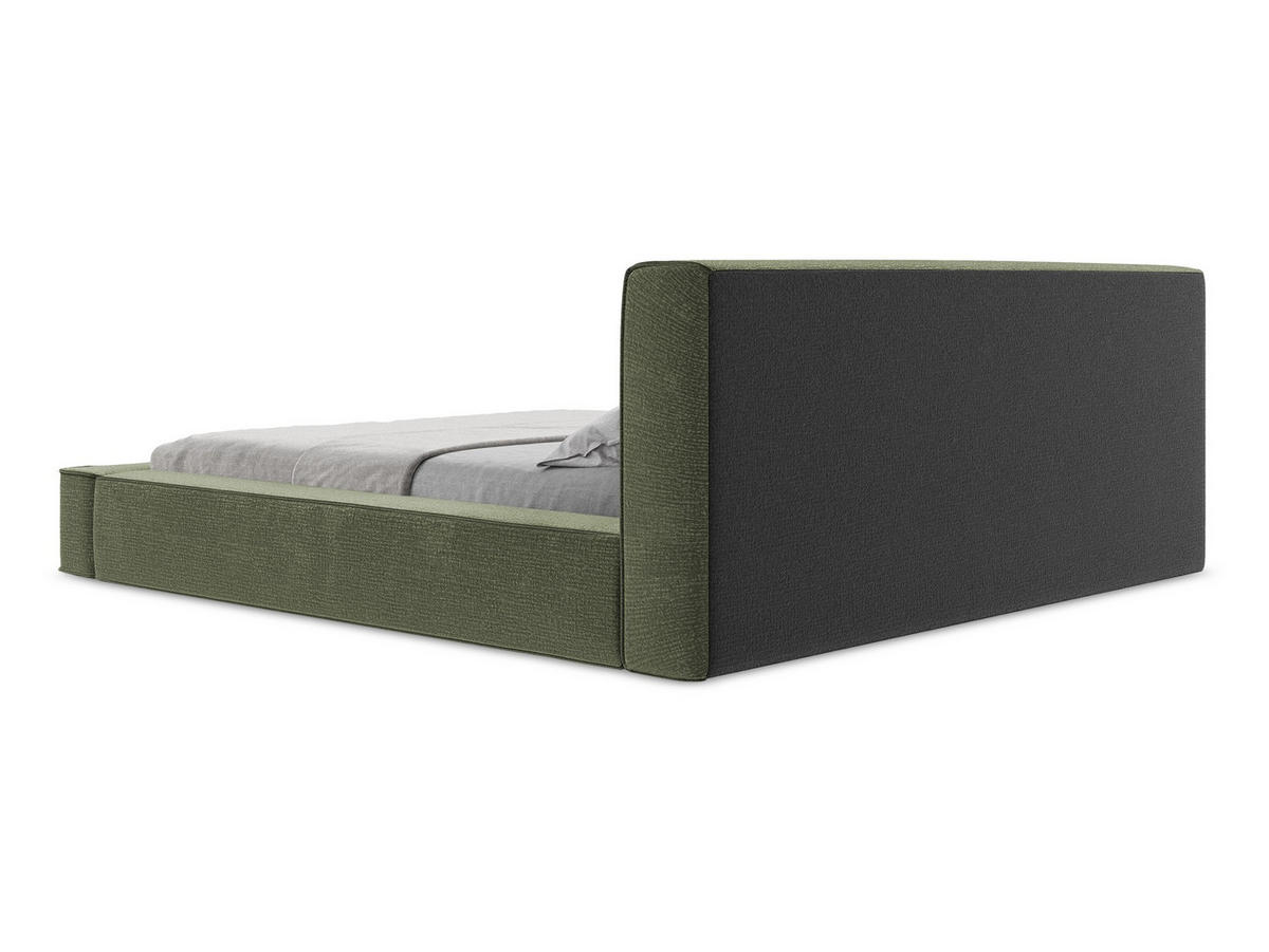 POLSTERBETT mit Bettkasten und Lattenrost 220x240 Grün - Schwarz/Olivgrün, Kunststoff/Textil (180/200cm) - Makamii