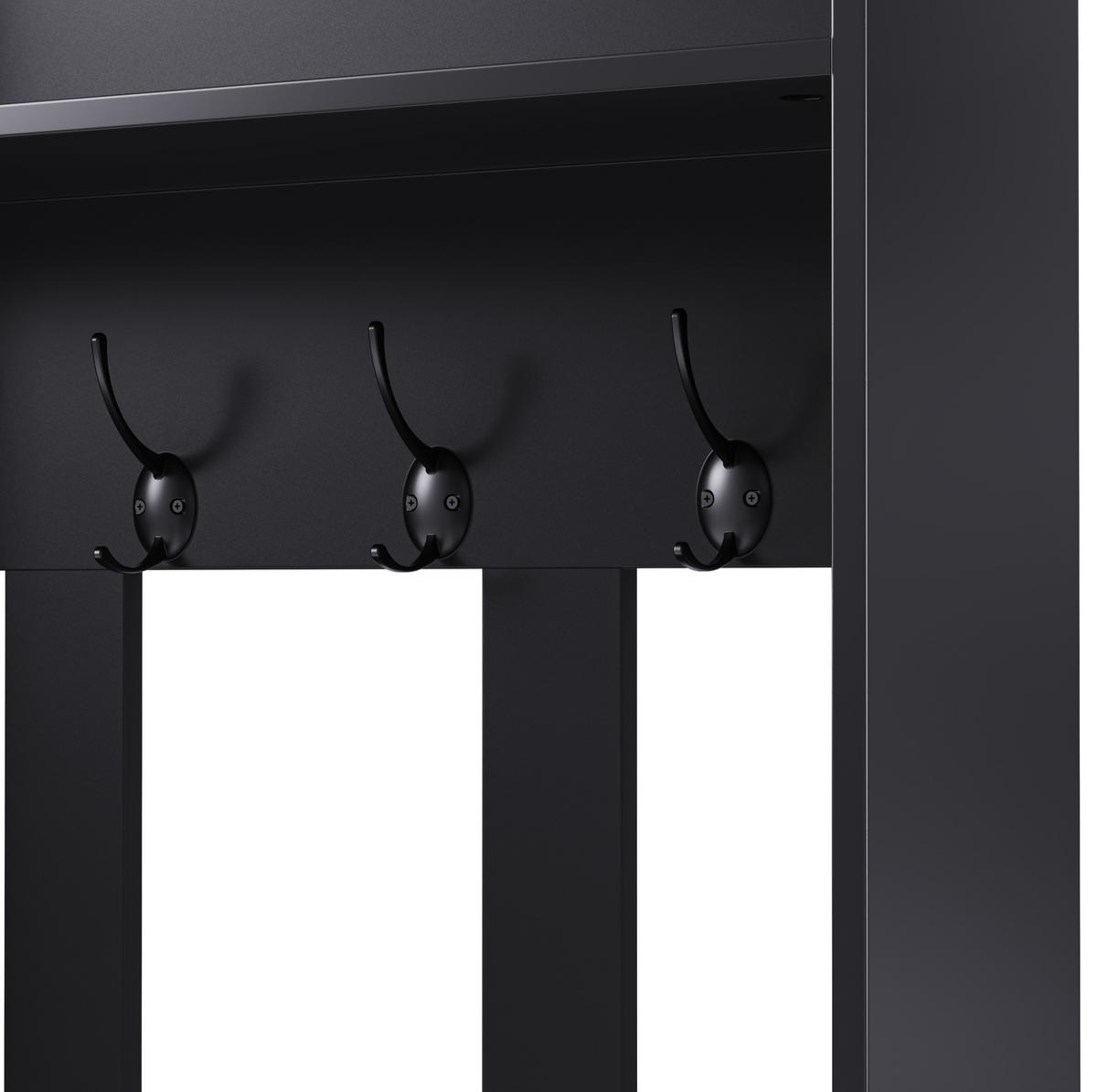 GARDEROBENSET 100/35/180 cm mit Sitzbank, 2 Schubladen, Schrank und 4 Haken aus MDF, Schwarz - Schwarz, Holzwerkstoff (100/180/35cm) - Redom