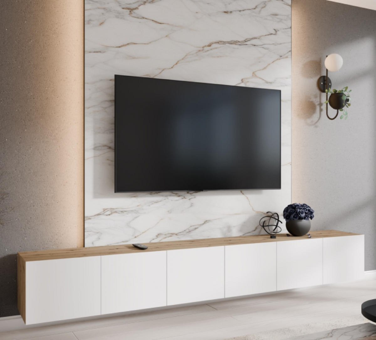 TV-SCHRANK Weiß LION 300 Geschlossen - Weiß, Holzwerkstoff (300/41/40cm) - Sepro Meble