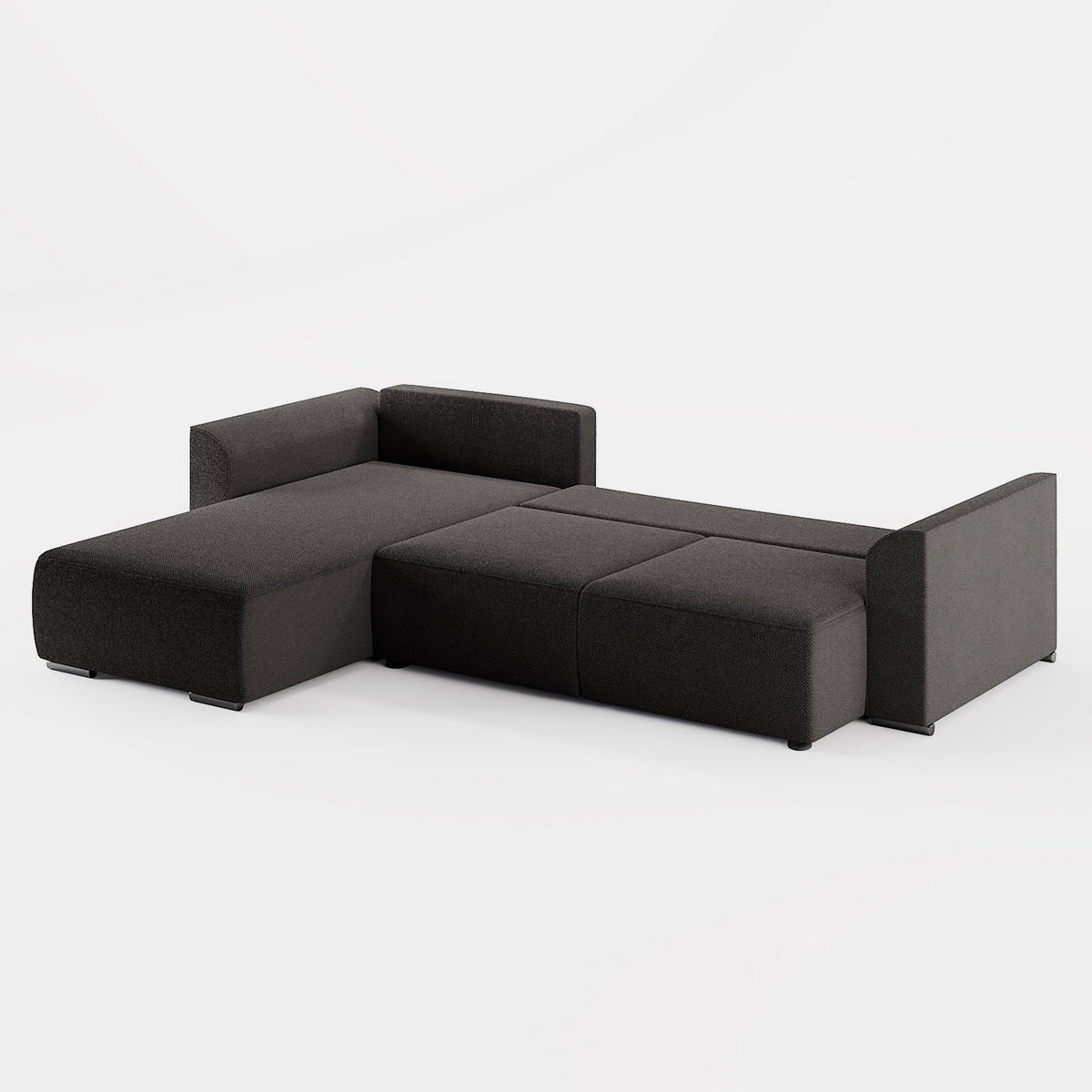 ECKSOFA LUMO L Links Hellblau Flechtwerk-Stoff mit Schlaffunktion und Bettkasten - Hellblau, Textil (293/195cm) - Barchello