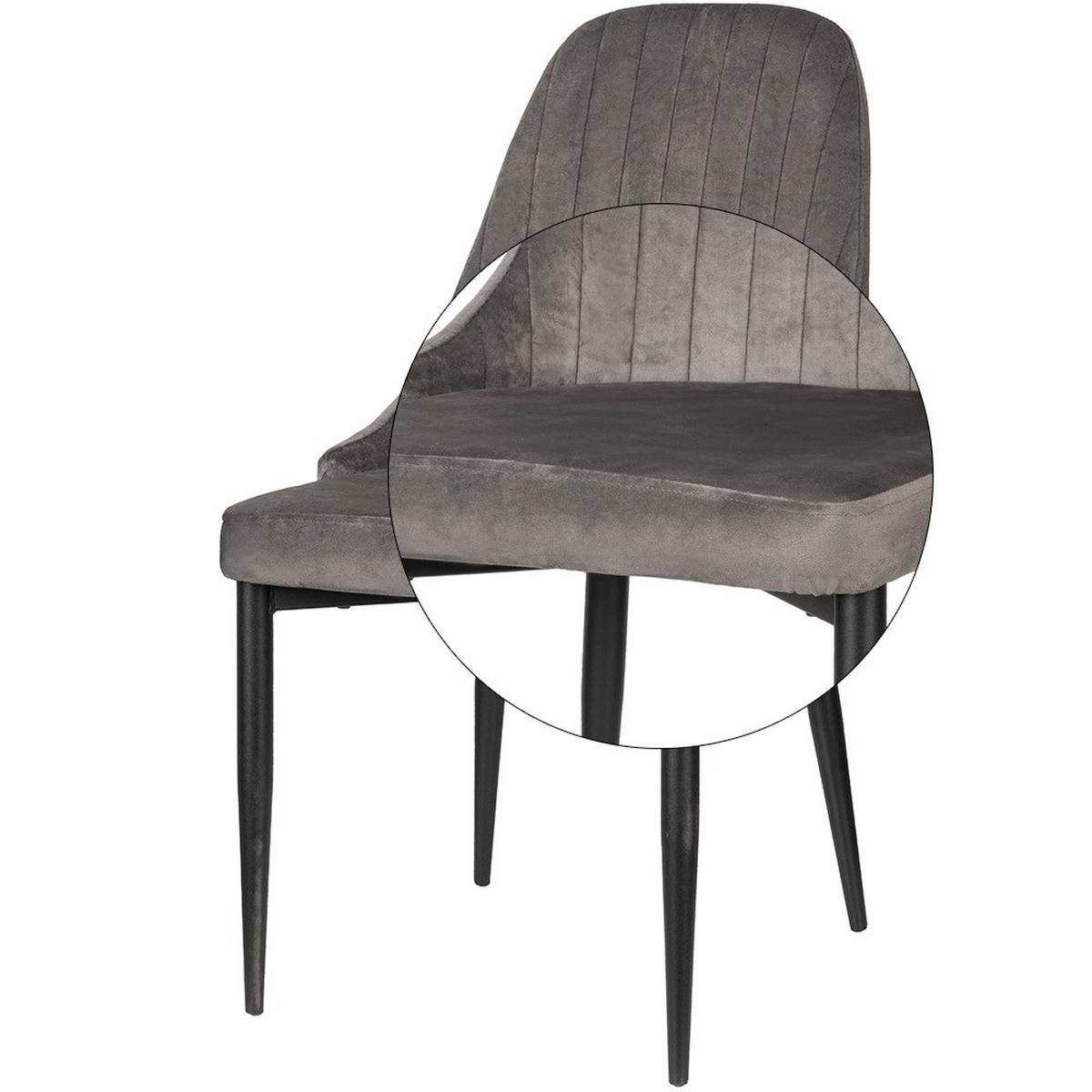 ESSZIMMERSTUHL Tila – 2er Set aus Samt, Grau, mit Metallgestell - Dunkelgrau/Schwarz, Textil/Metall (47/94/46cm) - Jana