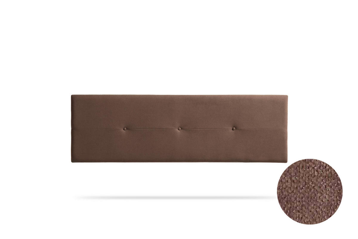 KOPFTEIL gepolstert NAPOLI Aqualine 160x50x5 cm - Schokolade - Moonia - Dunkelbraun, Holz (160/5/50cm)