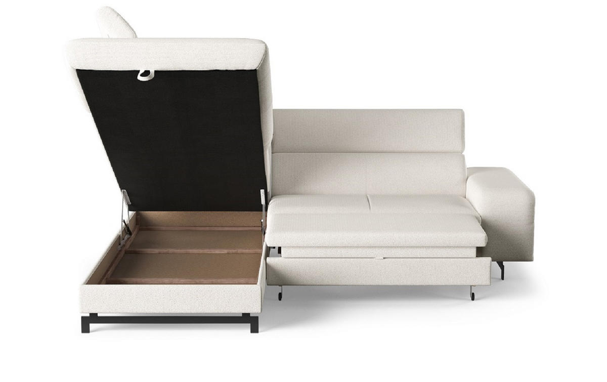 ECKSOFA mit Schlaffunktion und Bettkasten - Schwarz/Weiß, Kunststoff/Textil (262/215cm) - Cotta