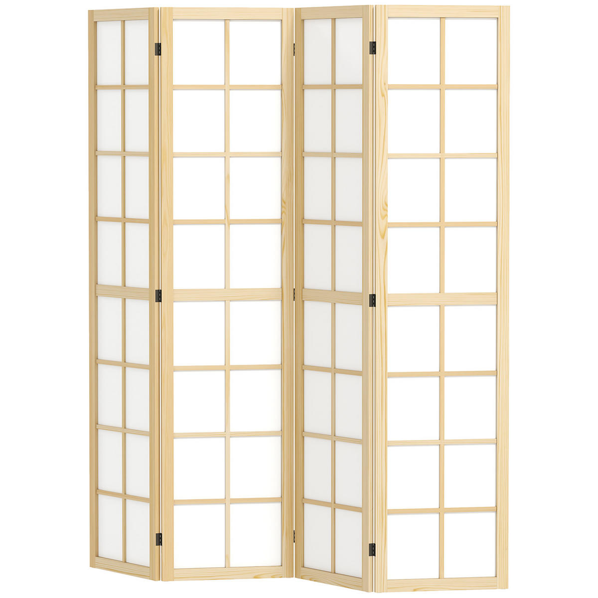 PARAVENT DE-08851 4-teilig, mit Kiefernholzrahmen, 160/170 cm Natur - Naturfarben, Holzwerkstoff (160/170/1.7cm) - ComfortXL