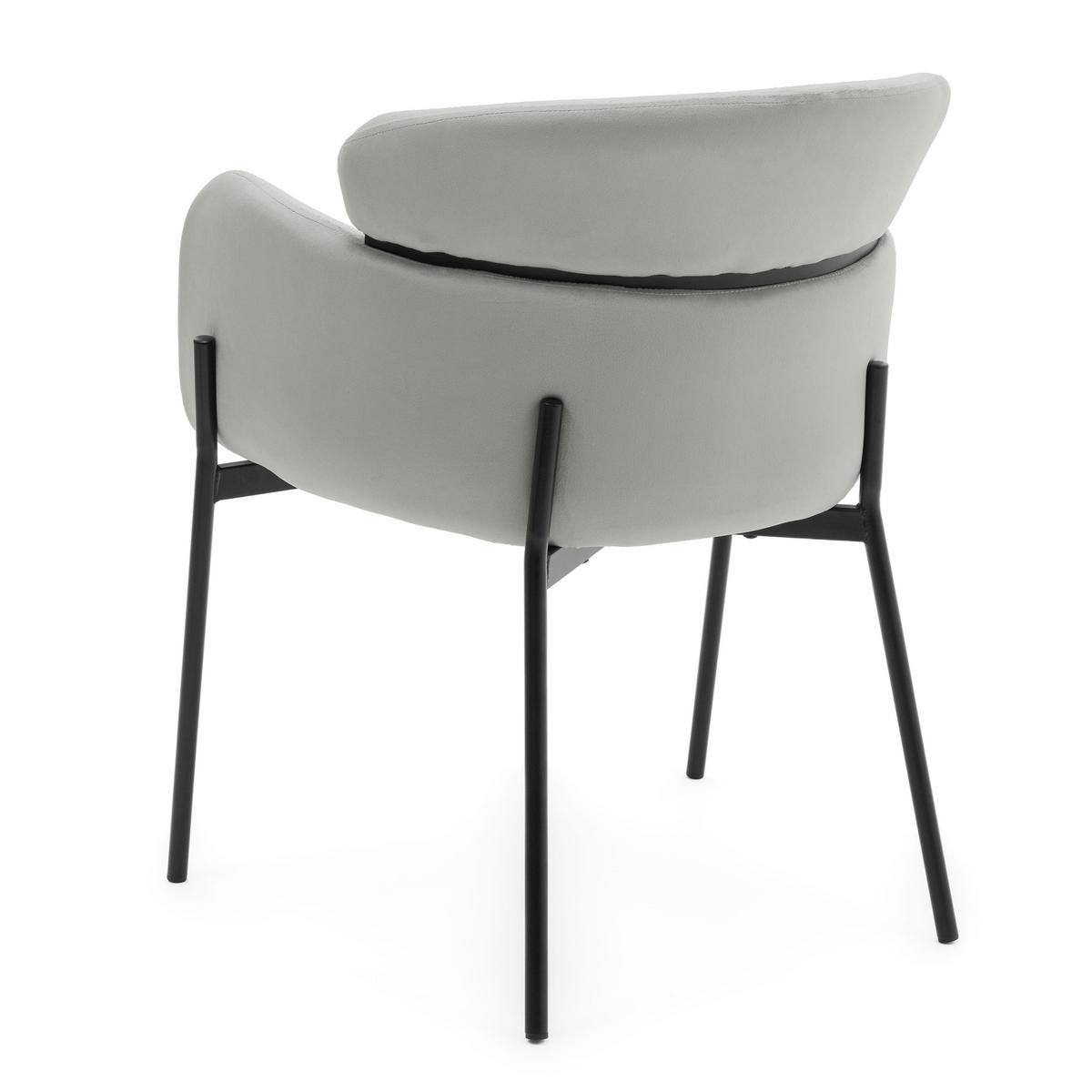 STUHL BOLZANO gepolsterter mit Steppung - hellgrau - Samt Velour - Hellgrau/Schwarz, Textil/Metall (62/80/61cm) - NEW HOME