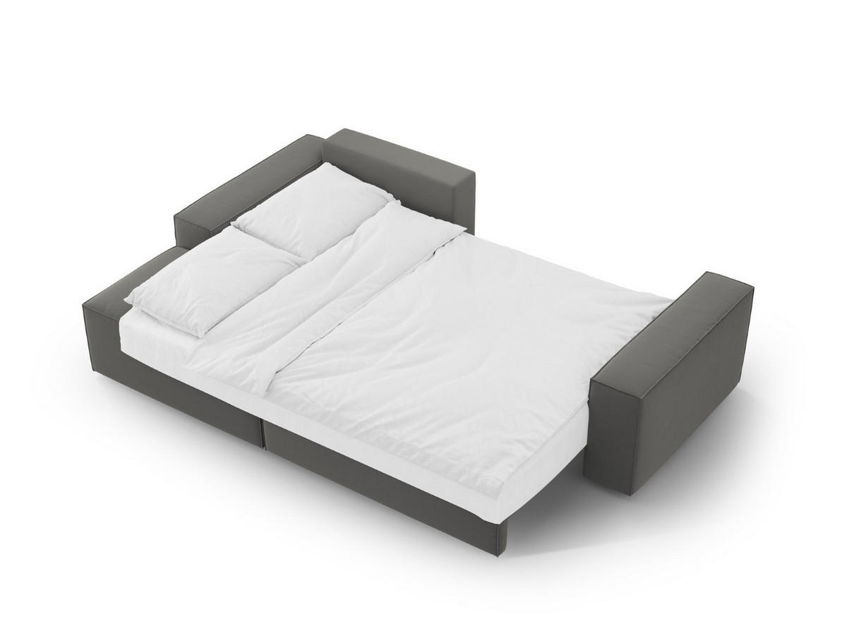 ECKSOFA ausklappbar links mit Container Jodie aus Samt hellgrau 3 Sitzplätze - Hellgrau, Textil (246/151cm) - Micadoni