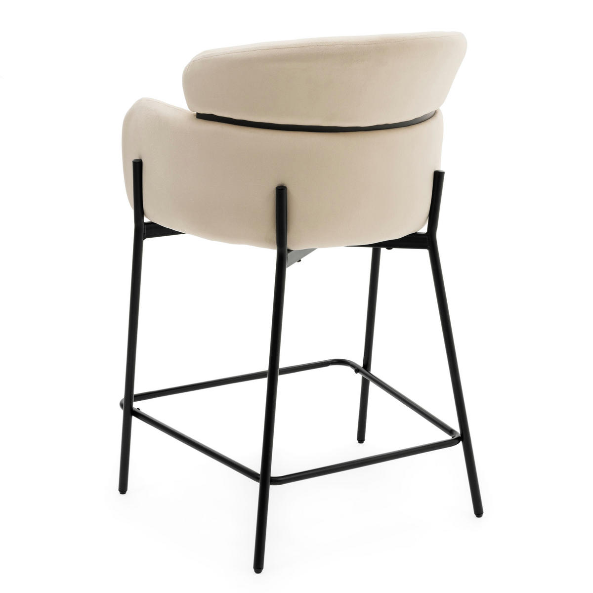 BARHOCKER BOLZANO gepolsterter mit Steppung - beige - Samt Velour - Beige/Schwarz, Textil/Metall (60/99/55cm) - NEW HOME